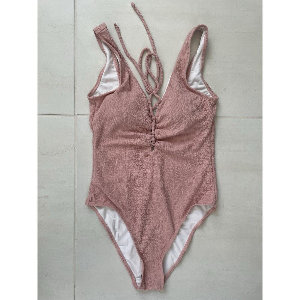 Cupshe Swim One Piece Swimsuit Textured Lace Up Swimwear Summer
